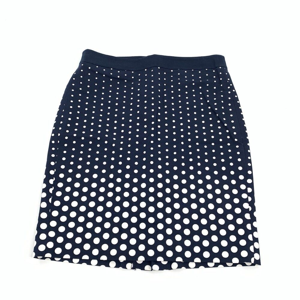 Tommy Hilfiger Polka Dot Illusion Pencil Skirt Size 0 Womens Navy Blue White XS